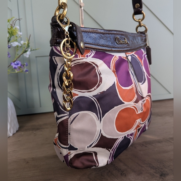 Coach Ashley Hand Drawn ScarfPrint Hippie Shoulder Bag - Picture 5 of 13